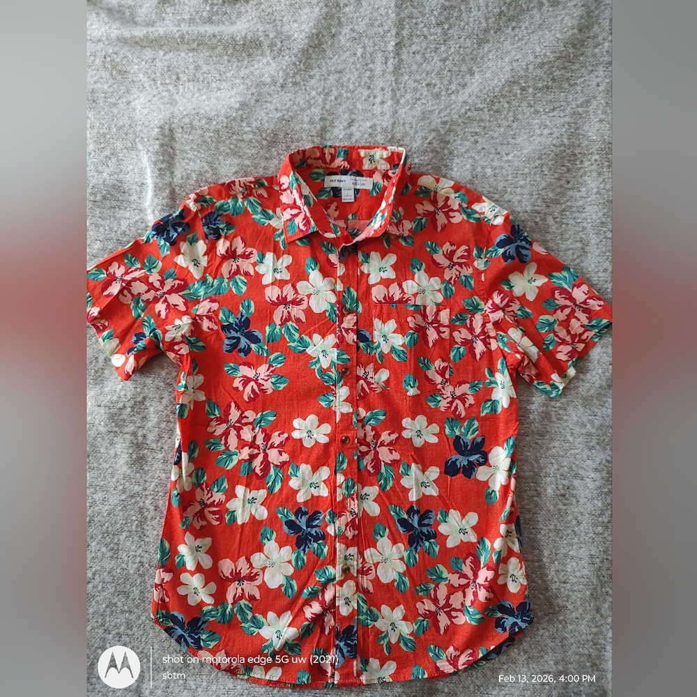 Old Navy Floral Red Men's Shirt